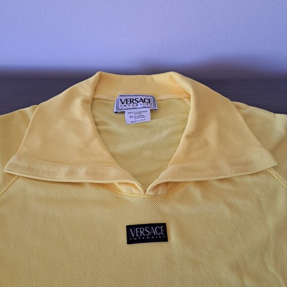 VERSACE Intensive Italy Body Suit Yellow Short Sleeve Sportswear Vintage Sz 10/M - Picture 5 of 11